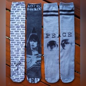Men's Radio Days George Harrison & Peace John Lennon Graphic Printed Crew Socks